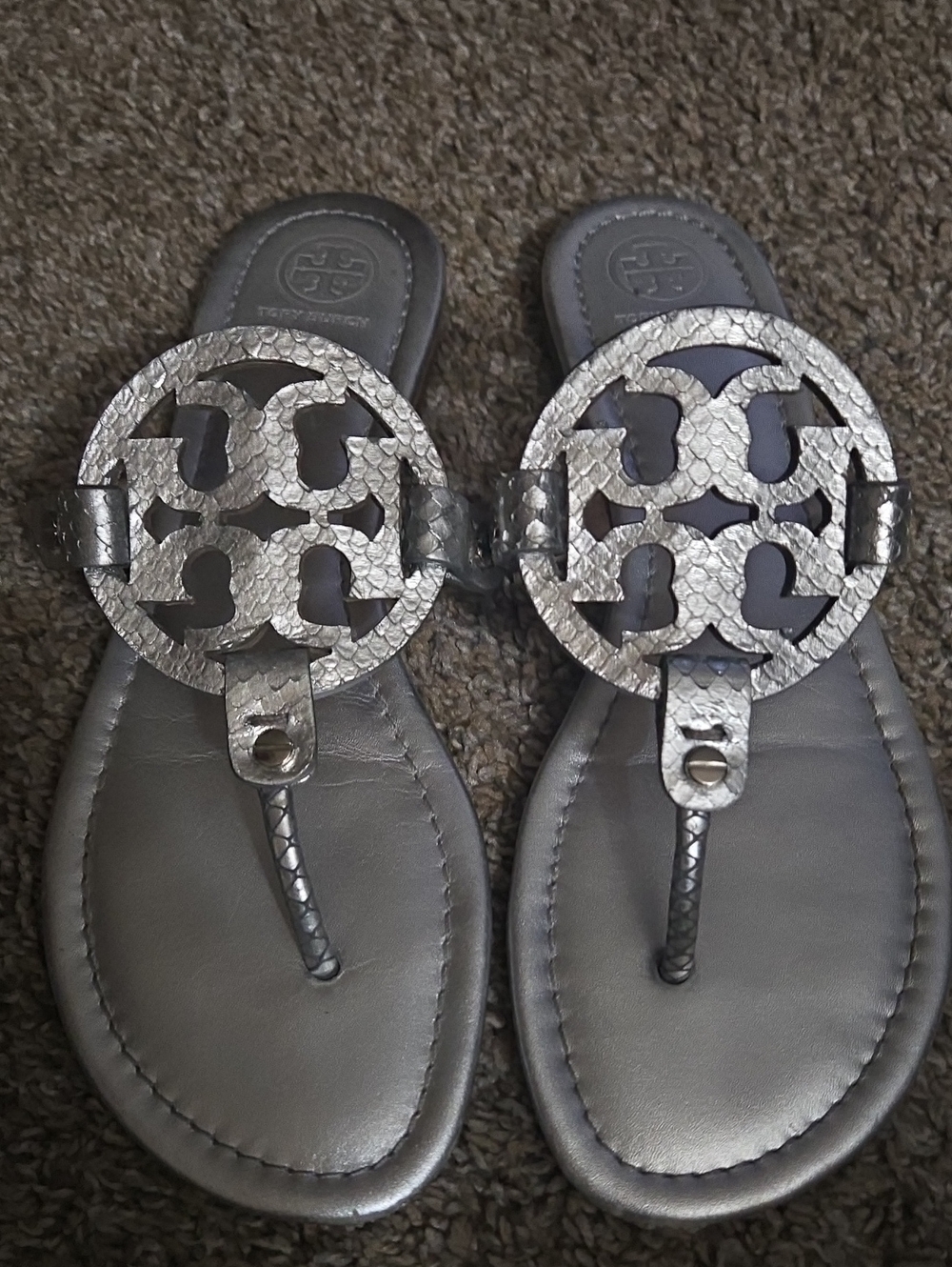 Tory Burch Silver Miller Thong Sandals